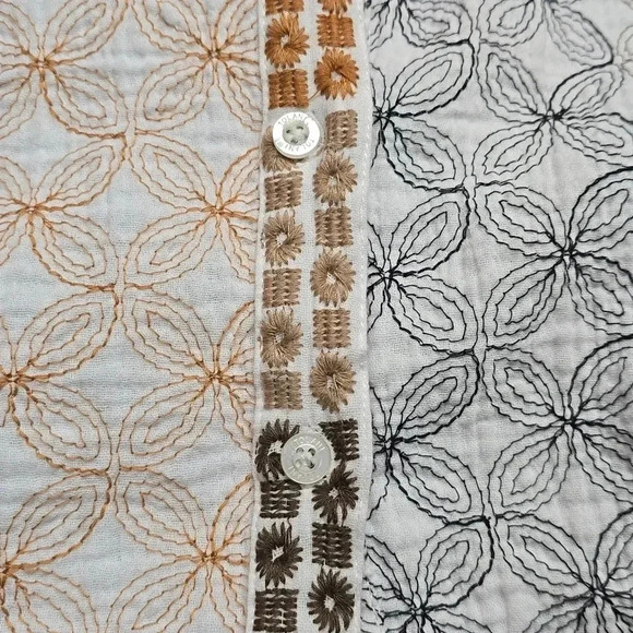 {Soft Surroundings} Gauzy Button-Down Embroidered Print Blouse - Medium - Picture 12 of 14